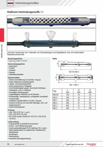 Gießharz-Verbindungsmuffe MZ 1 Gießharz-Verbindungsmuffe MZ